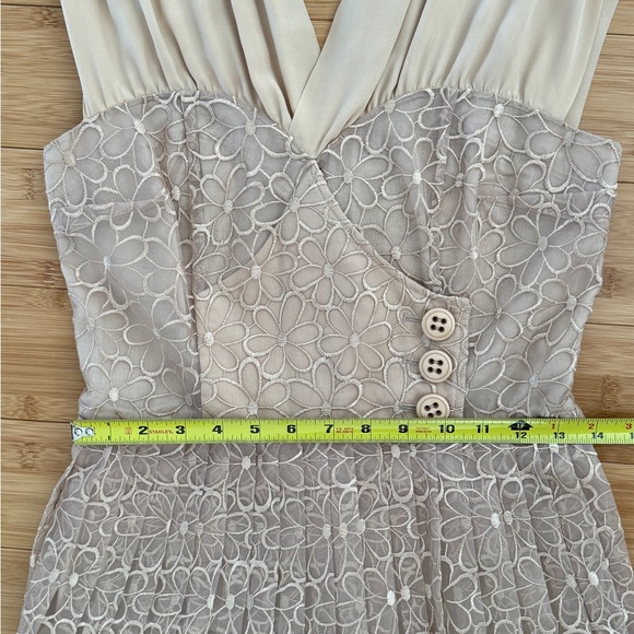 FROCK Anthropologie BEIGE SHEATH KNEE LENGTH SLEEVELESS DRESS - Picture 11 of 11